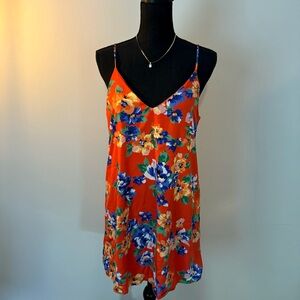 Lulu’s | Love Is Here To Stay Red Orange Floral Print Shift Dress